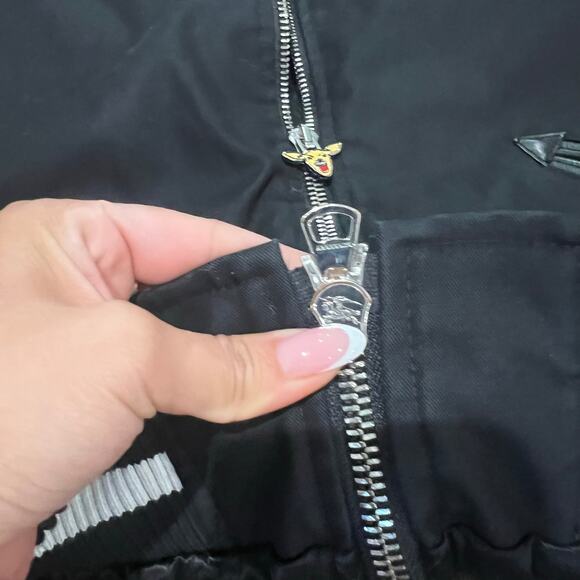 Buberry London Bomber Varsity Jacket Black and Orange Medium - Picture 8 of 13